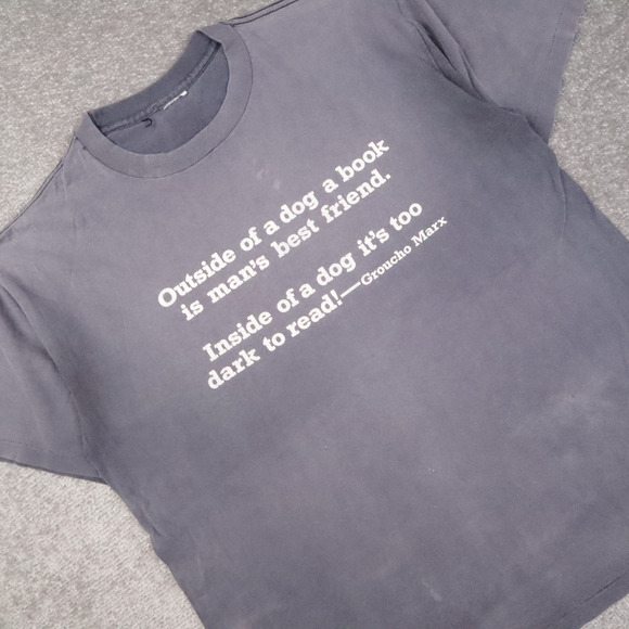 Vintage Groucho Marx Quote Books Alaska Bookstore XL Gray Short Sleeve T-Shirt - Picture 8 of 9